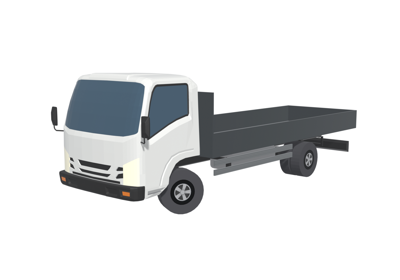 Low-poly cab-over flatbed truck